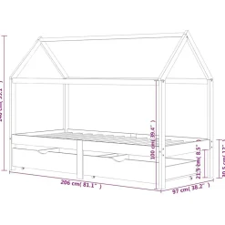 vidaXL Estructura de cama infantil con cajones madera de pino 90x200cm Marrón Outlet