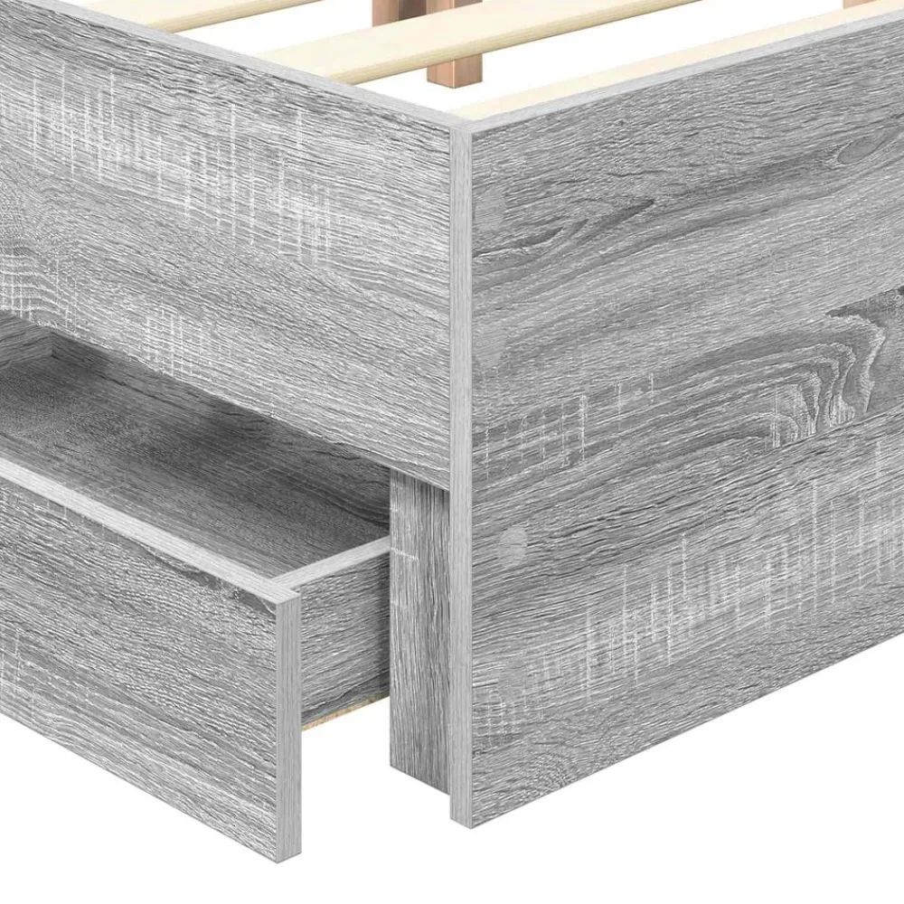 vidaXL Estructura de cama 200 x 200 cm Madera Ingenieril Gris sonoma Outlet