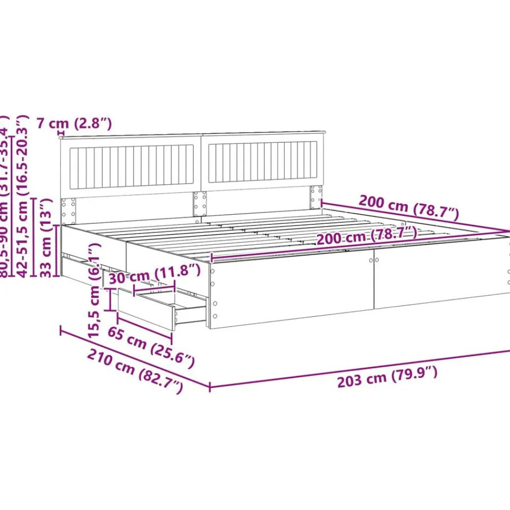 vidaXL Estructura de cama 200 x 200 cm Madera Ingenieril Gris sonoma Outlet