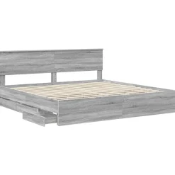 vidaXL Estructura de cama 200 x 200 cm Madera Ingenieril Gris sonoma Outlet
