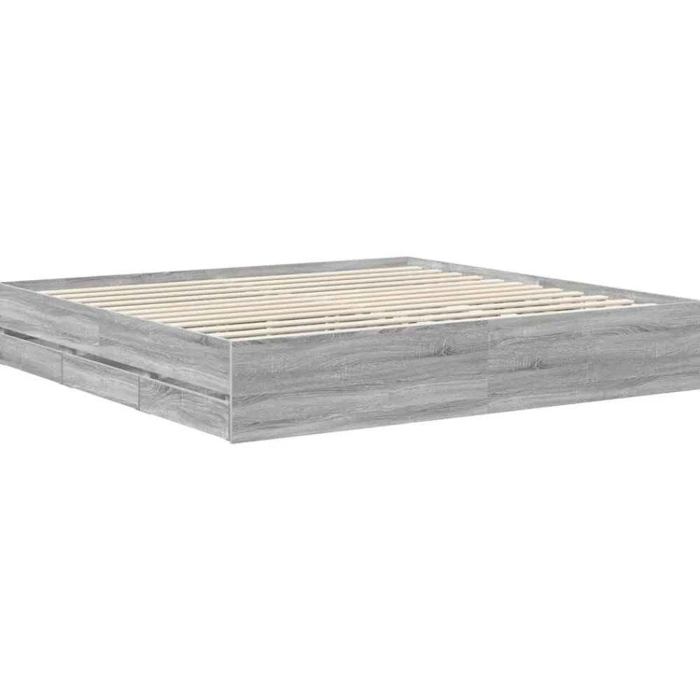 vidaXL Estructura de cama 200 x 200 cm Madera Ingenieril Gris sonoma Outlet