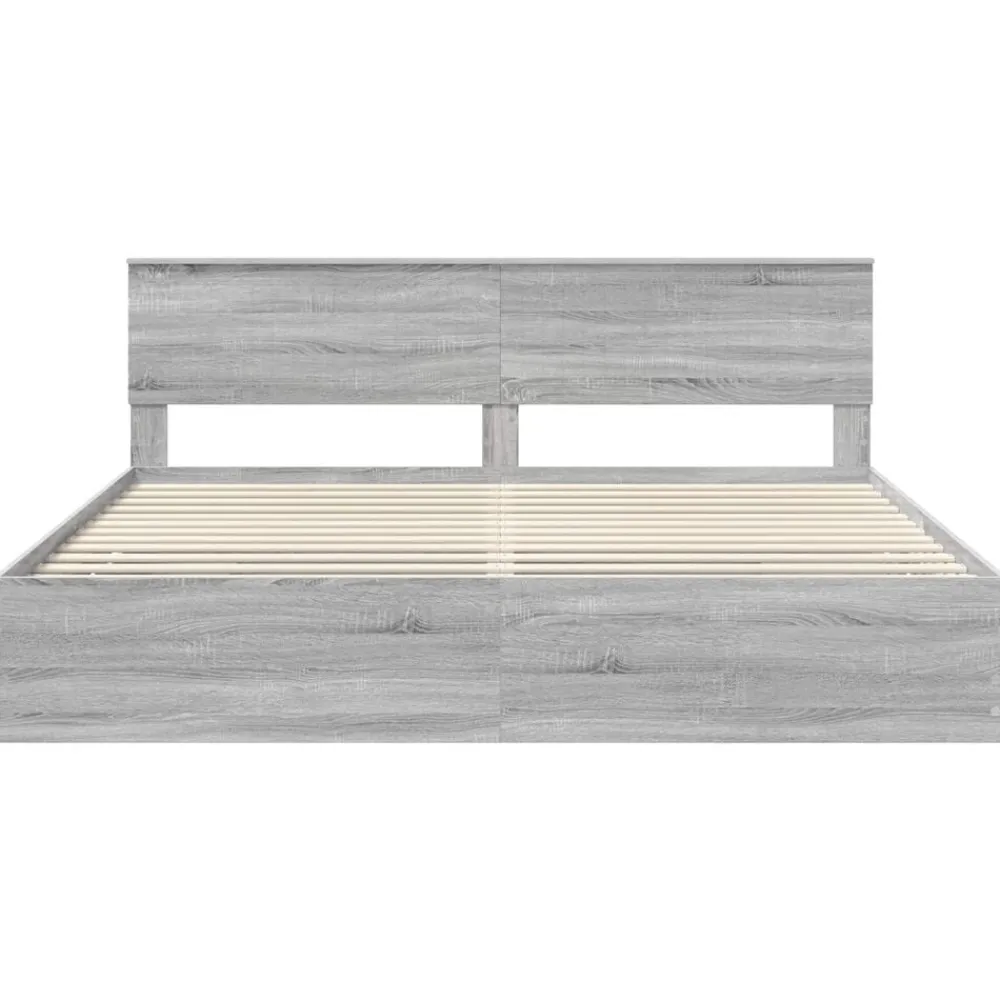 vidaXL Estructura de cama 200 x 200 cm Madera Ingenieril Gris sonoma Outlet