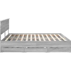 vidaXL Estructura de cama 200 x 200 cm Madera Ingenieril Gris sonoma Outlet