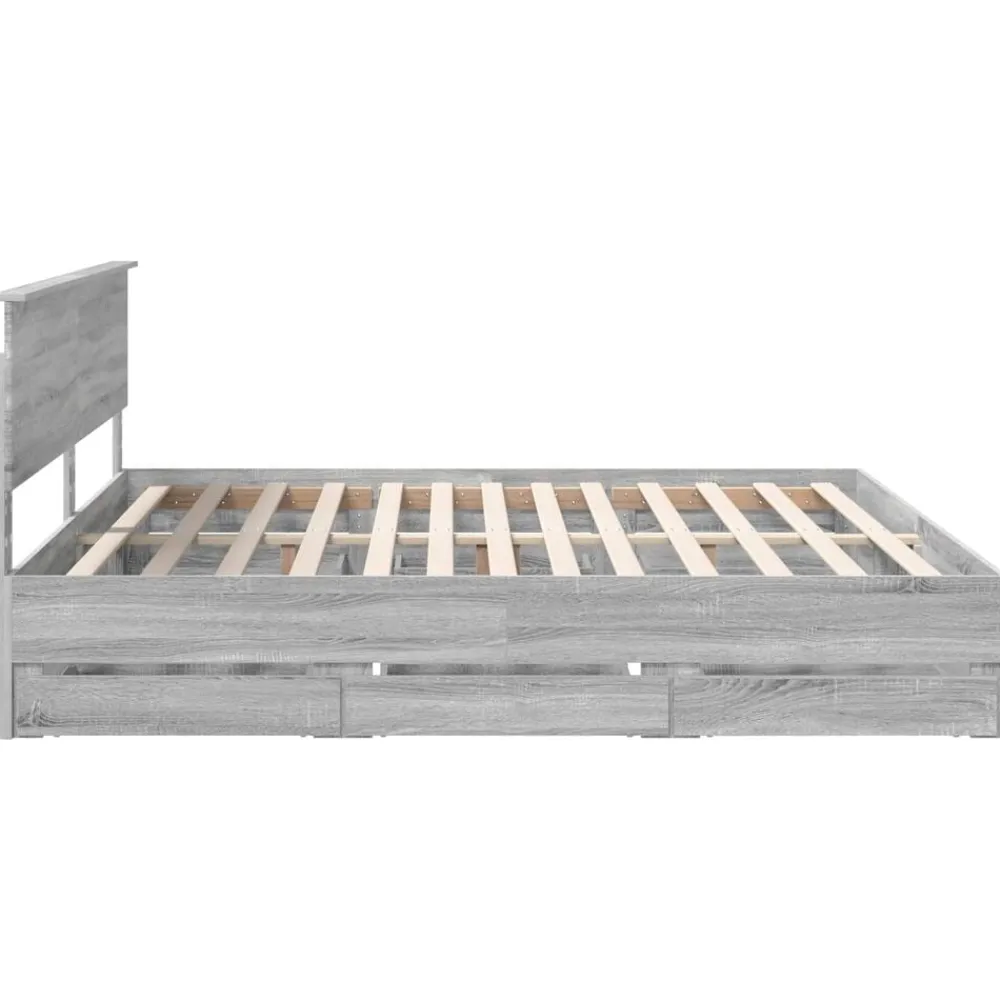 vidaXL Estructura de cama 200 x 200 cm Madera Ingenieril Gris sonoma Outlet
