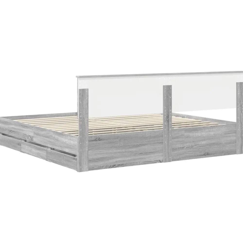 vidaXL Estructura de cama 200 x 200 cm Madera Ingenieril Gris sonoma Outlet