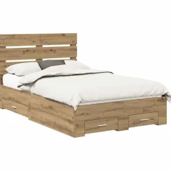 vidaXL Estructura de cama con cajón Roble artesanal 120 x 190 cm Roble artisan Online