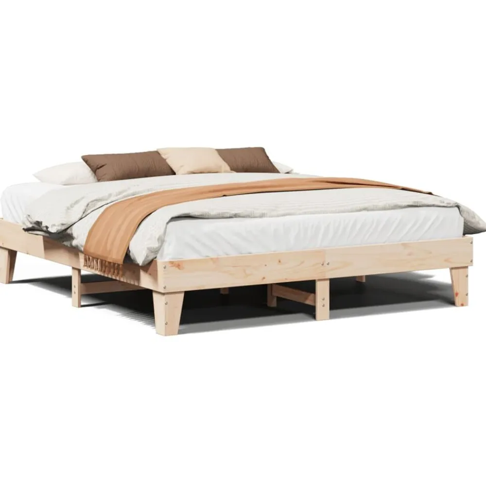 vidaXL Estructura de cama sin colchón madera maciza de pino 200x200 cm Natural Clearance