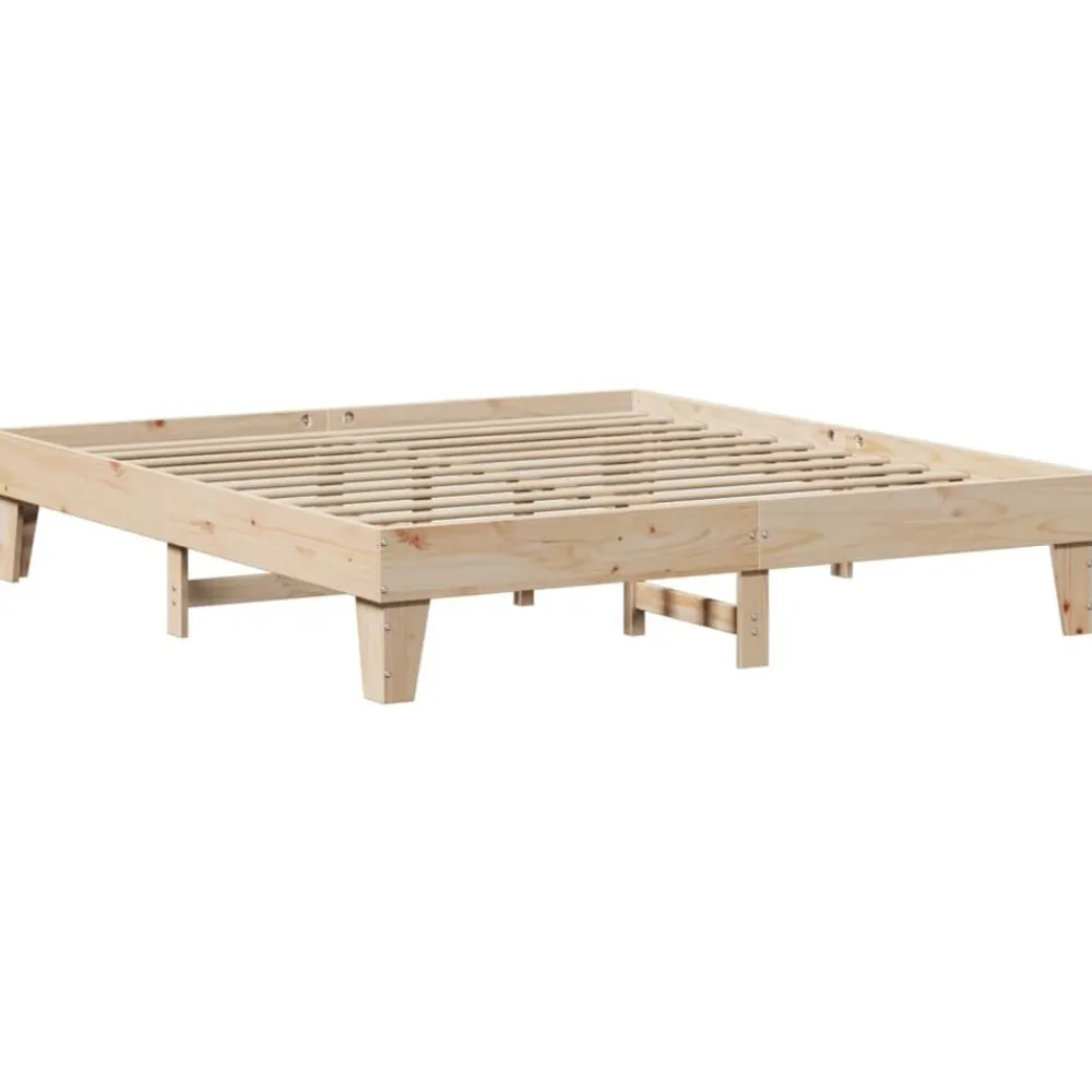 vidaXL Estructura de cama sin colchón madera maciza de pino 200x200 cm Natural Clearance