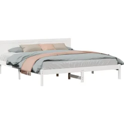 vidaXL Estructura de cama 200 x 200 cm Madera maciza de Pino White Clearance