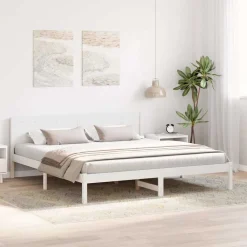 vidaXL Estructura de cama 200 x 200 cm Madera maciza de Pino White Clearance