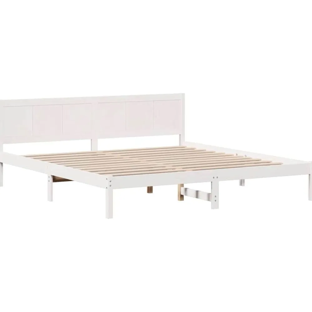 vidaXL Estructura de cama 200 x 200 cm Madera maciza de Pino White Clearance