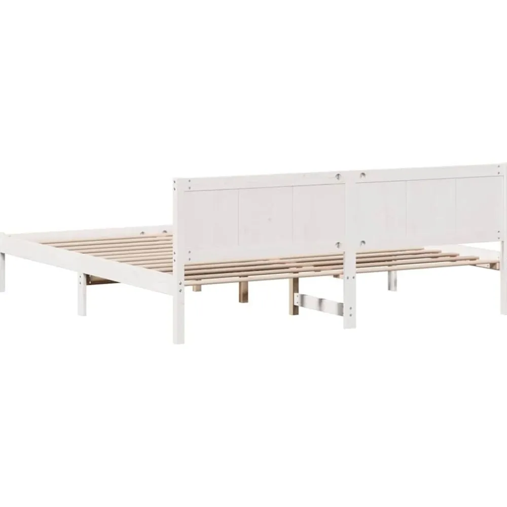 vidaXL Estructura de cama 200 x 200 cm Madera maciza de Pino White Clearance