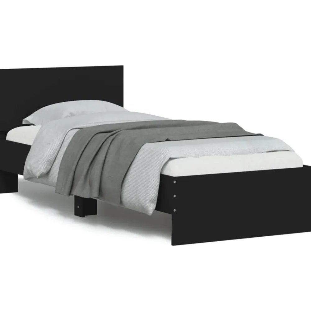 vidaXL Camas Y Accesorios-Estructura de cama con cabecero y luces LED 75x190 cm