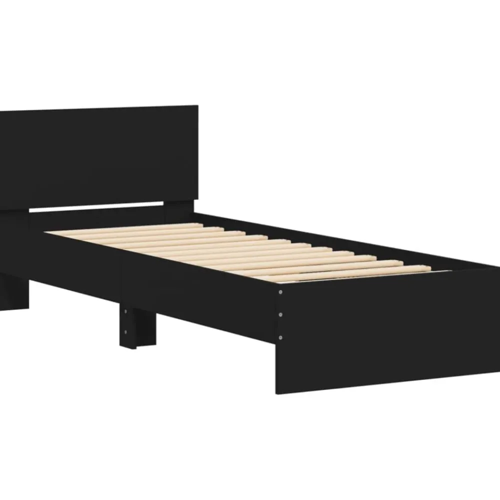 vidaXL Camas Y Accesorios-Estructura de cama con cabecero y luces LED 75x190 cm