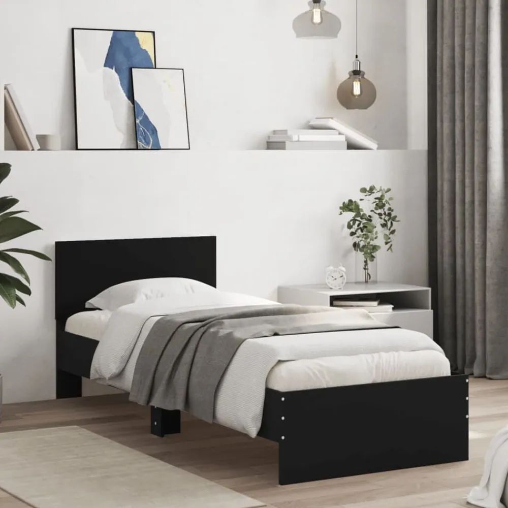 vidaXL Camas Y Accesorios-Estructura de cama con cabecero y luces LED 75x190 cm