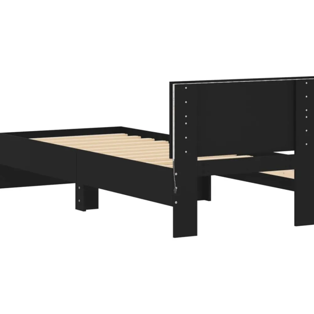 vidaXL Camas Y Accesorios-Estructura de cama con cabecero y luces LED 75x190 cm