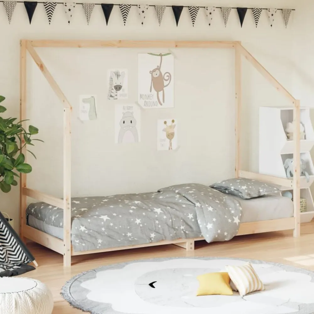 Niños vidaXL Mobiliario Para Bebés Y Niños Pequeños-Estructura de cama para niños madera maciza de pino 80x200 cm
