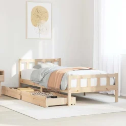 vidaXL Camas Y Accesorios-Estructura de cama sin colchón madera maciza de pino 90x190 cm