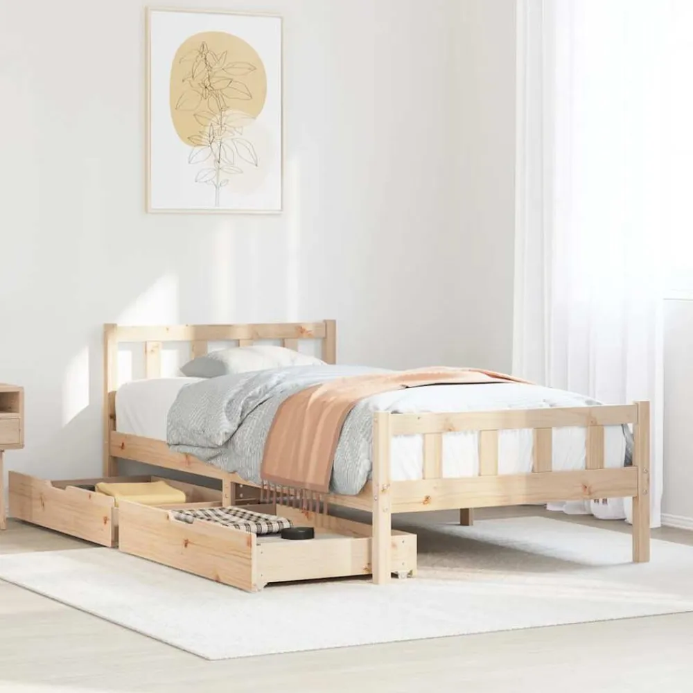 vidaXL Camas Y Accesorios-Estructura de cama sin colchón madera maciza de pino 90x190 cm