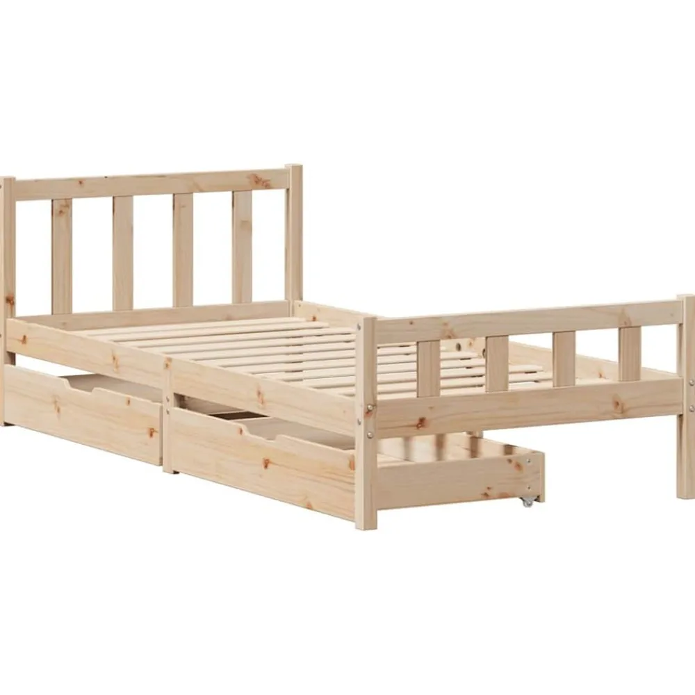 vidaXL Camas Y Accesorios-Estructura de cama sin colchón madera maciza de pino 90x190 cm