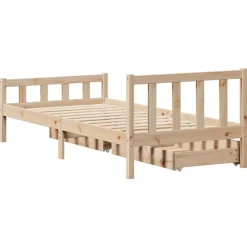 vidaXL Camas Y Accesorios-Estructura de cama sin colchón madera maciza de pino 90x190 cm