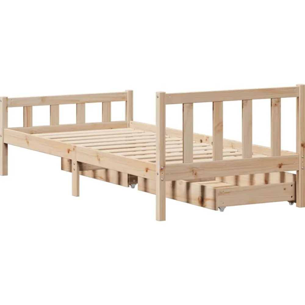 vidaXL Camas Y Accesorios-Estructura de cama sin colchón madera maciza de pino 90x190 cm