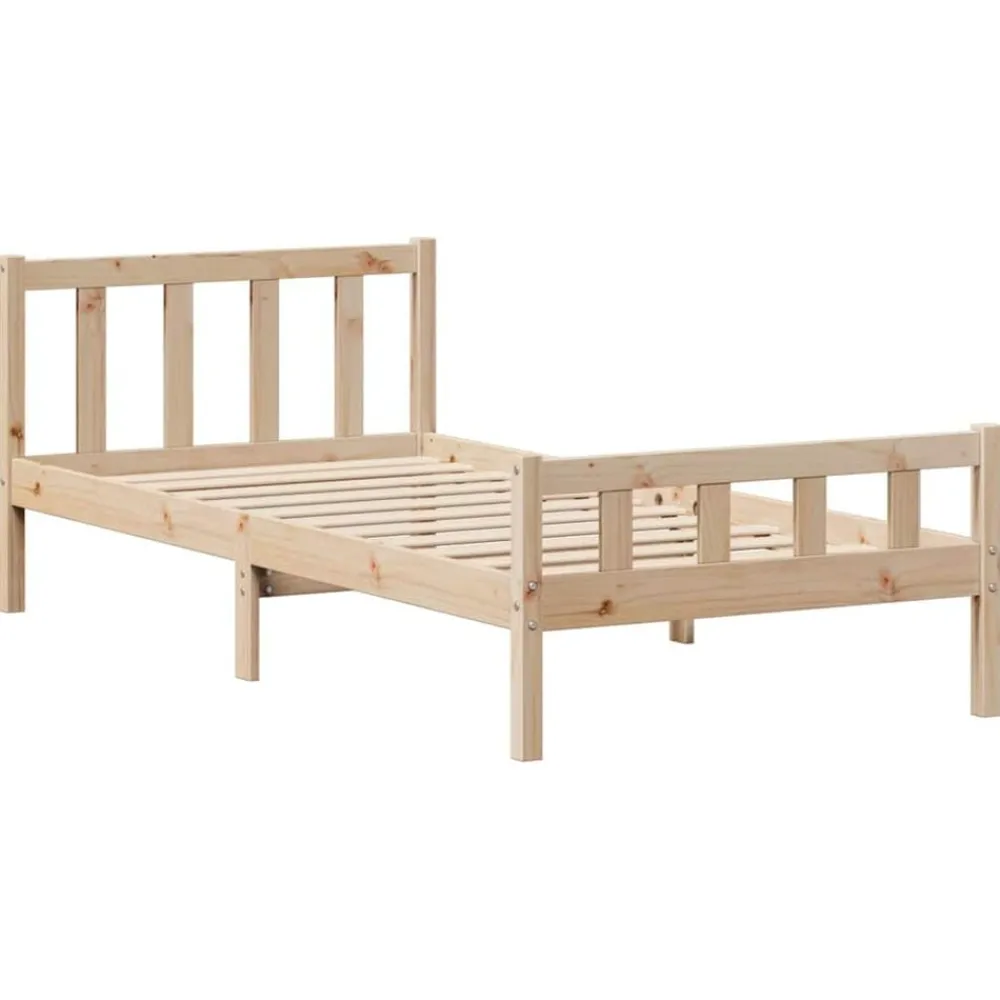 vidaXL Camas Y Accesorios-Estructura de cama sin colchón madera maciza de pino 90x190 cm