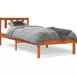 vidaXL Camas Y Accesorios-Estructura de cama sin colchón madera maciza marrón 75x190 cm