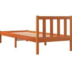 vidaXL Camas Y Accesorios-Estructura de cama sin colchón madera maciza marrón 75x190 cm