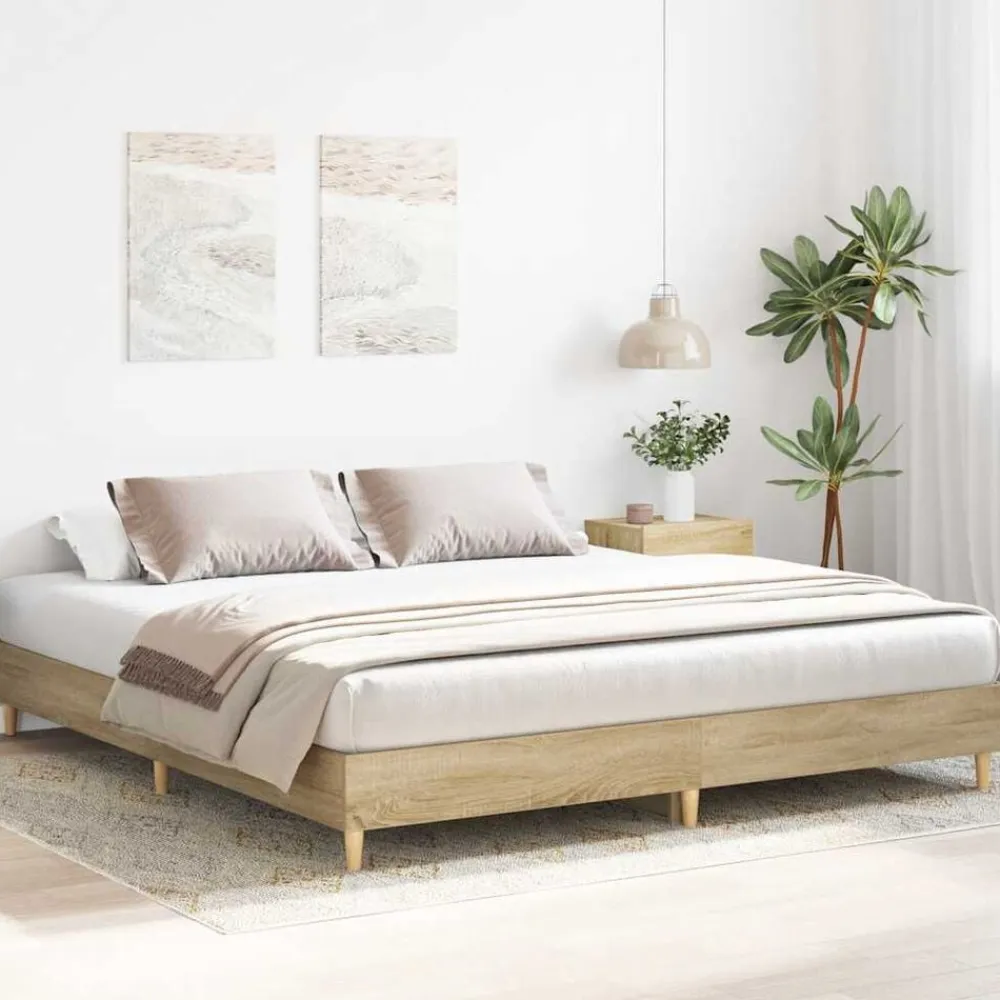 vidaXL Estructura de cama sin colchón 200x200 cm Roble Sonoma Best