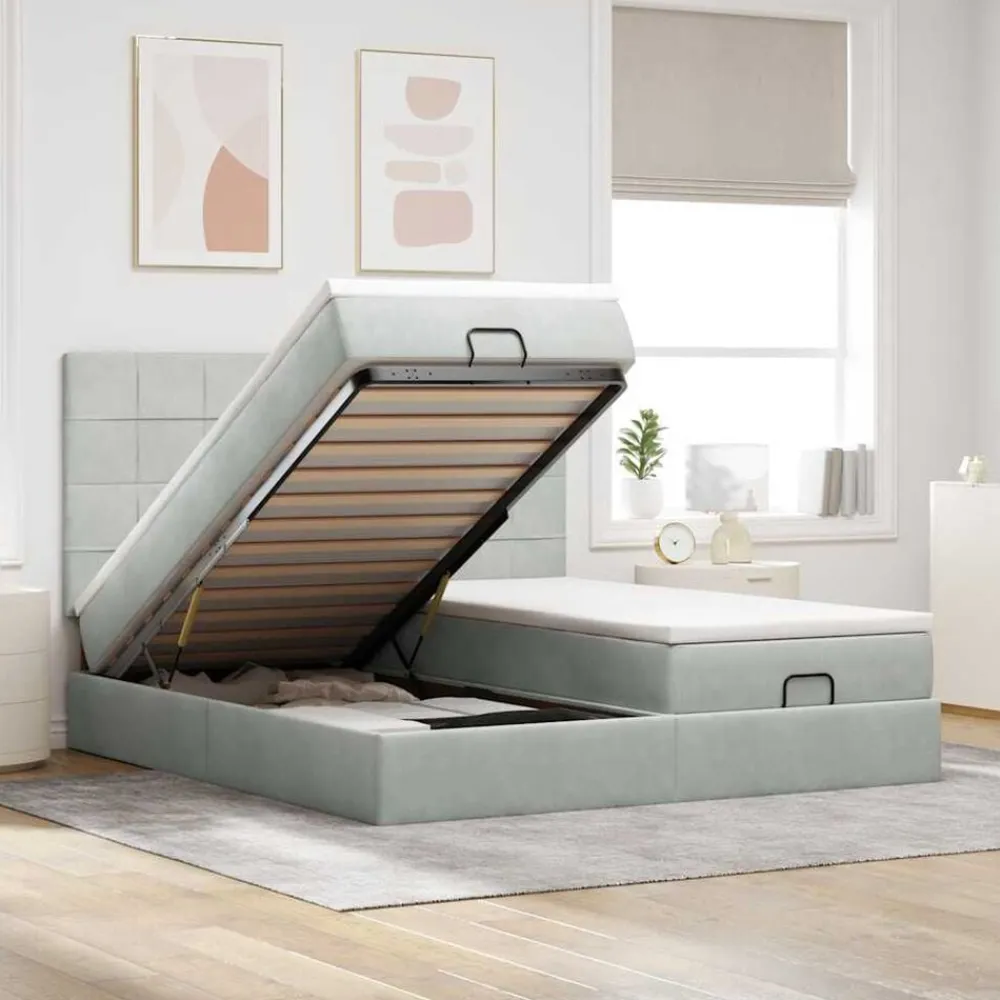 vidaXL Camas Y Accesorios-Estructura de cama otomana colchones terciopelo