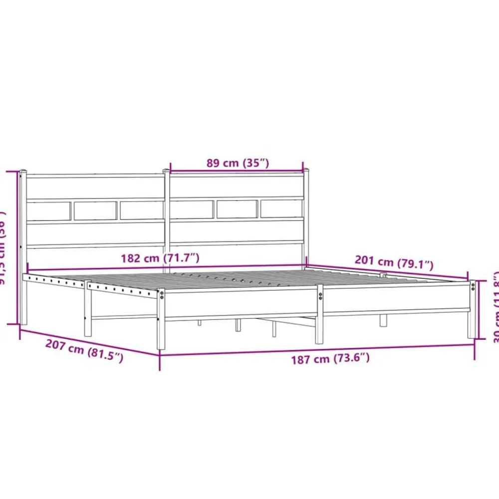 vidaXL Camas Y Accesorios-Estructura de cama sin colchón metal 180x200 cm