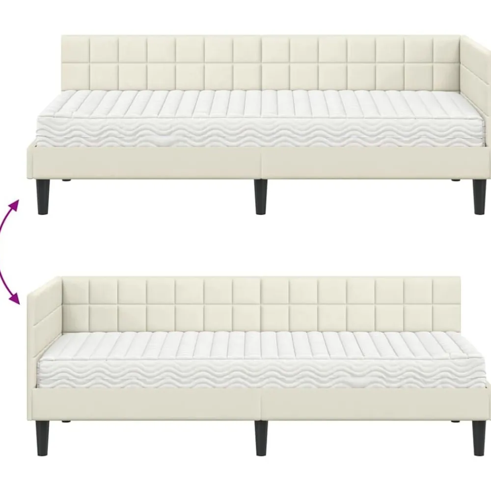 vidaXL Conjuntos De Muebles-Estructura de Cama Esquina con Colchón 2 pcs Terciopelo