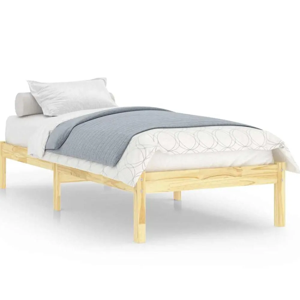 vidaXL Estructura de cama individual pequeña sin colchón madera maciza Natural