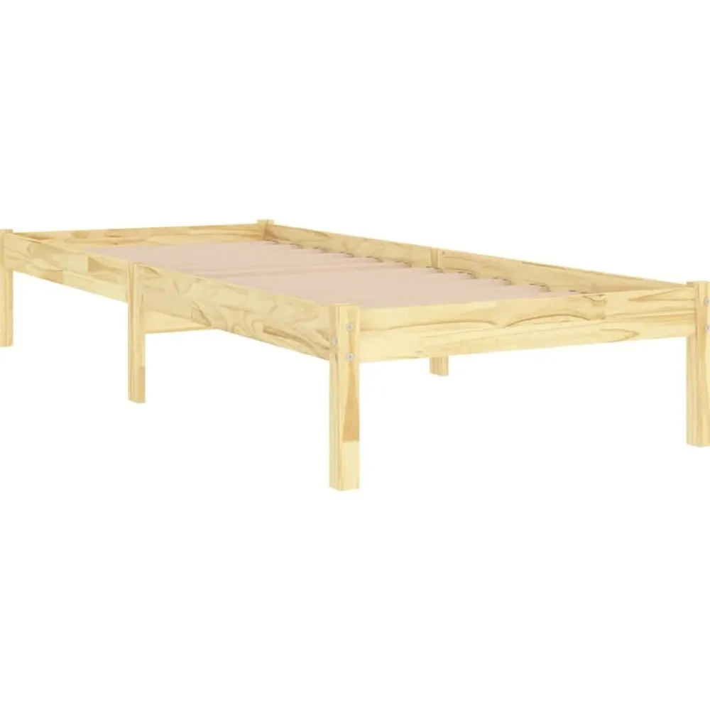 vidaXL Estructura de cama individual pequeña sin colchón madera maciza Natural