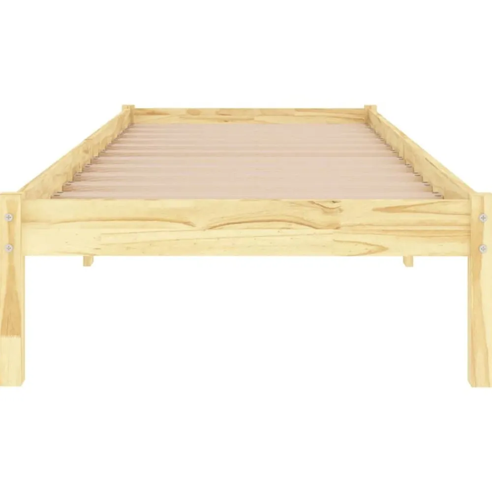 vidaXL Estructura de cama individual pequeña sin colchón madera maciza Natural