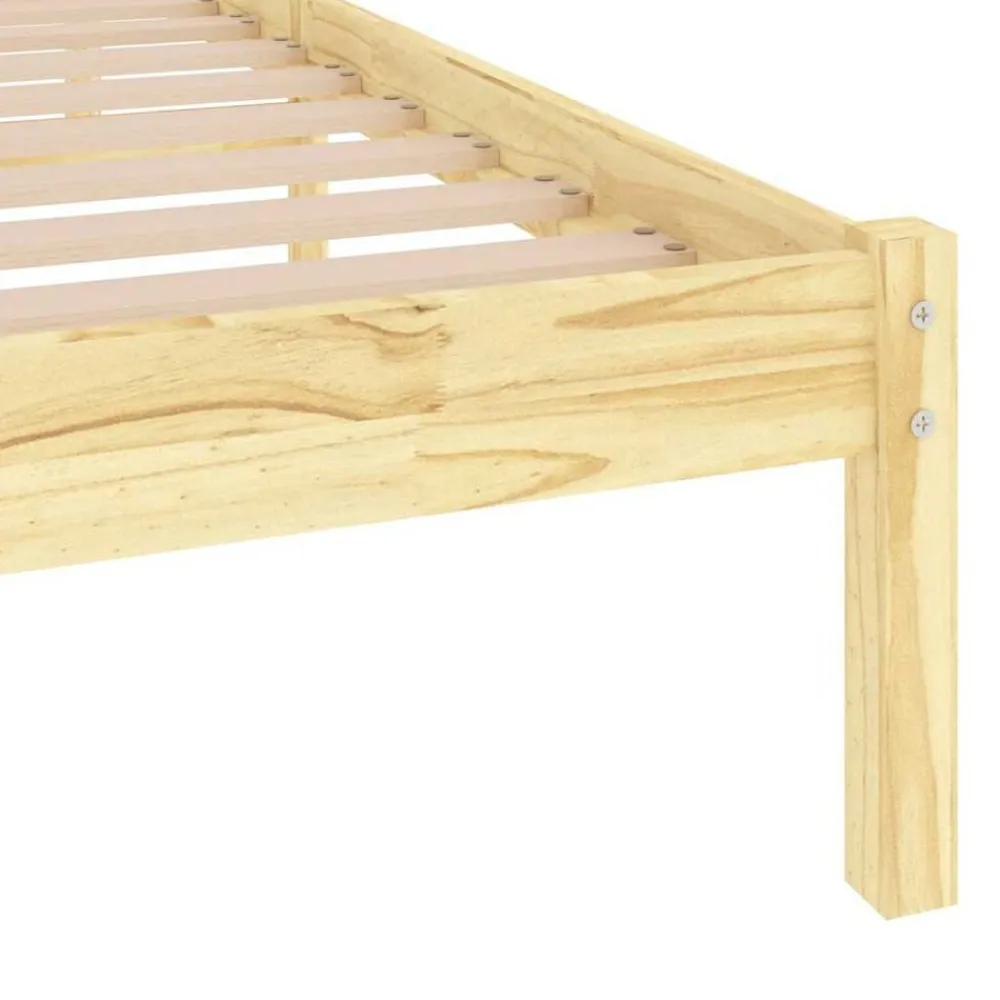 vidaXL Estructura de cama individual pequeña sin colchón madera maciza Natural