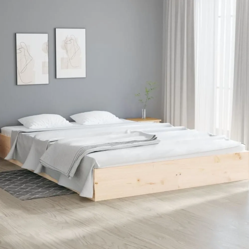 vidaXL Estructura de cama sin colchón madera maciza 200x200 cm Natural