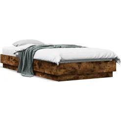 vidaXL Estructura de cama sin colchón madera 100x200 cm Roble ahumado New