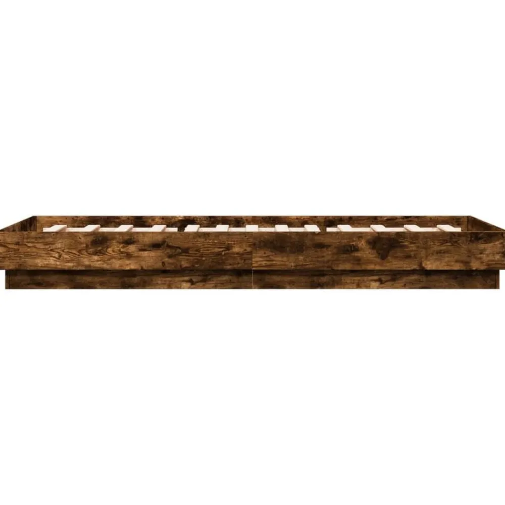 vidaXL Estructura de cama sin colchón madera 100x200 cm Roble ahumado New