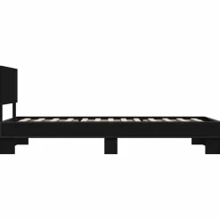 vidaXL Camas Y Accesorios-Estructura de cama madera de ingeniería y metal negra 75x190 cm