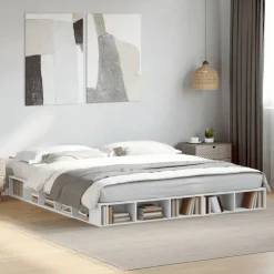 vidaXL Camas Y Accesorios-Estructura de cama madera de ingeniería blanca 200x200 cm
