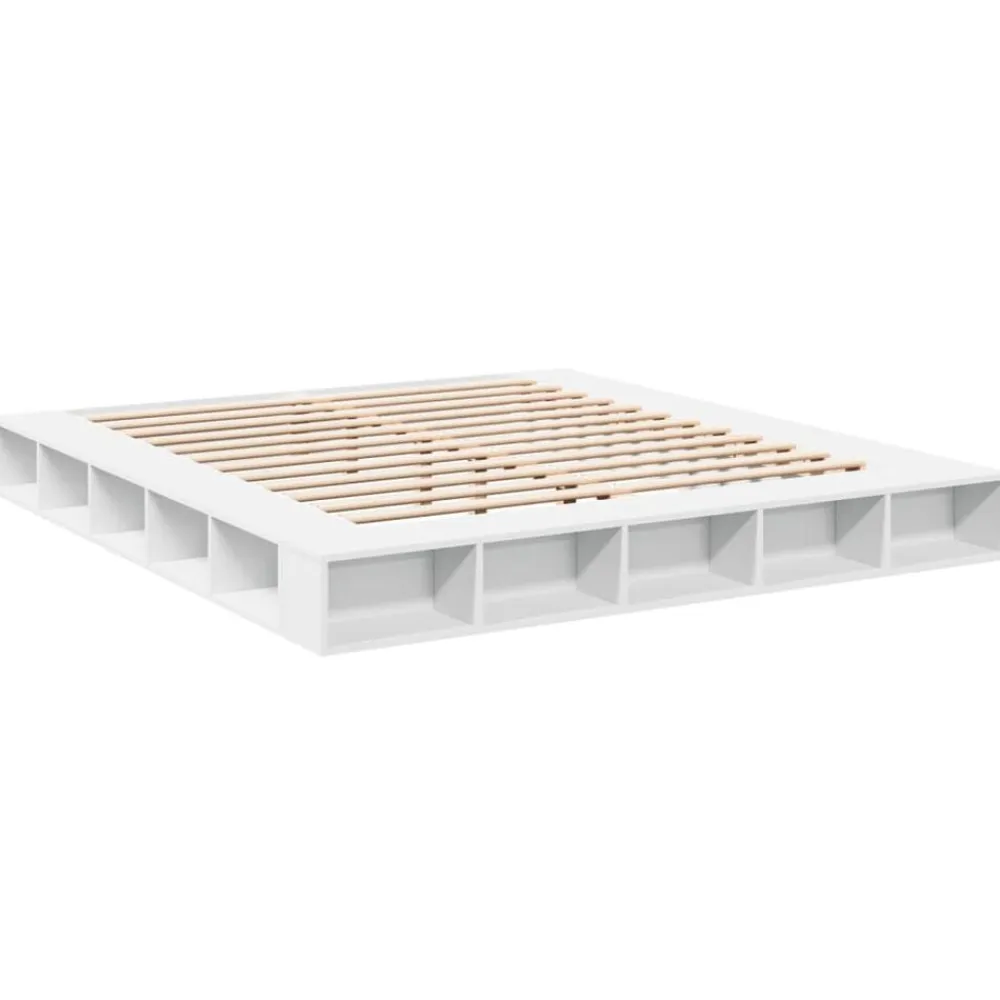 vidaXL Camas Y Accesorios-Estructura de cama madera de ingeniería blanca 200x200 cm