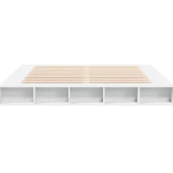 vidaXL Camas Y Accesorios-Estructura de cama madera de ingeniería blanca 200x200 cm