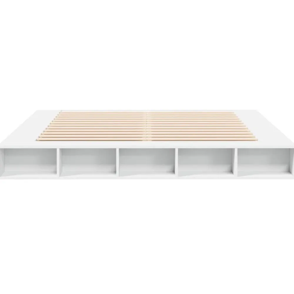 vidaXL Camas Y Accesorios-Estructura de cama madera de ingeniería blanca 200x200 cm