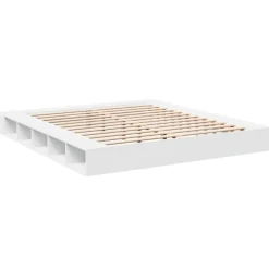 vidaXL Camas Y Accesorios-Estructura de cama madera de ingeniería blanca 200x200 cm