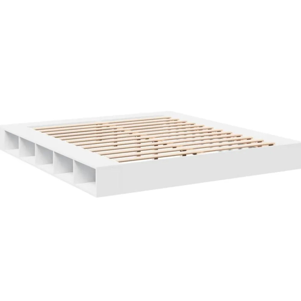 vidaXL Camas Y Accesorios-Estructura de cama madera de ingeniería blanca 200x200 cm