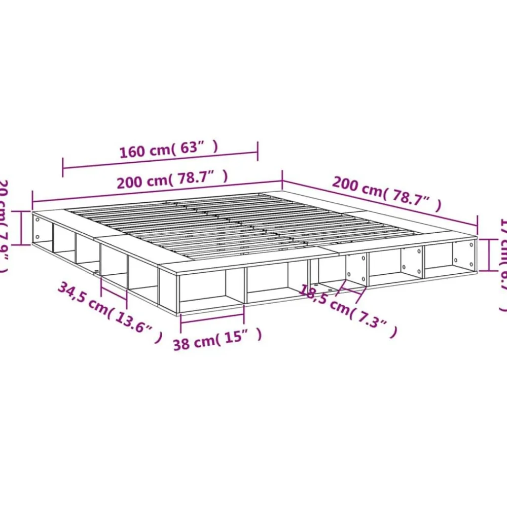 vidaXL Camas Y Accesorios-Estructura de cama madera de ingeniería blanca 200x200 cm