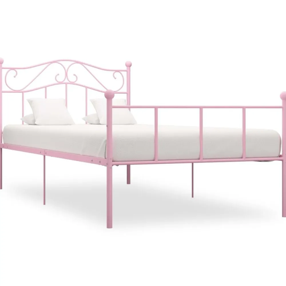 vidaXL Estructura de cama sin colchón metal 90x200 cm Rosa Clearance
