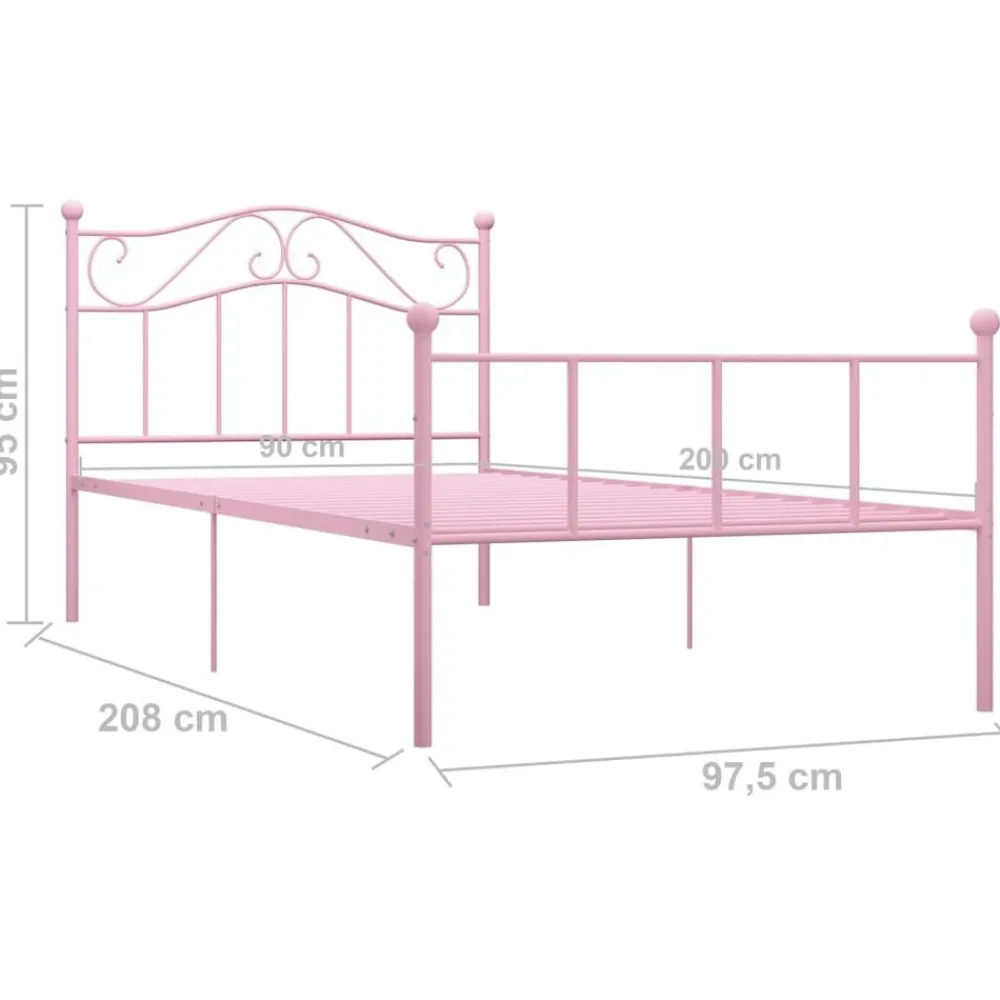 vidaXL Estructura de cama sin colchón metal 90x200 cm Rosa Clearance